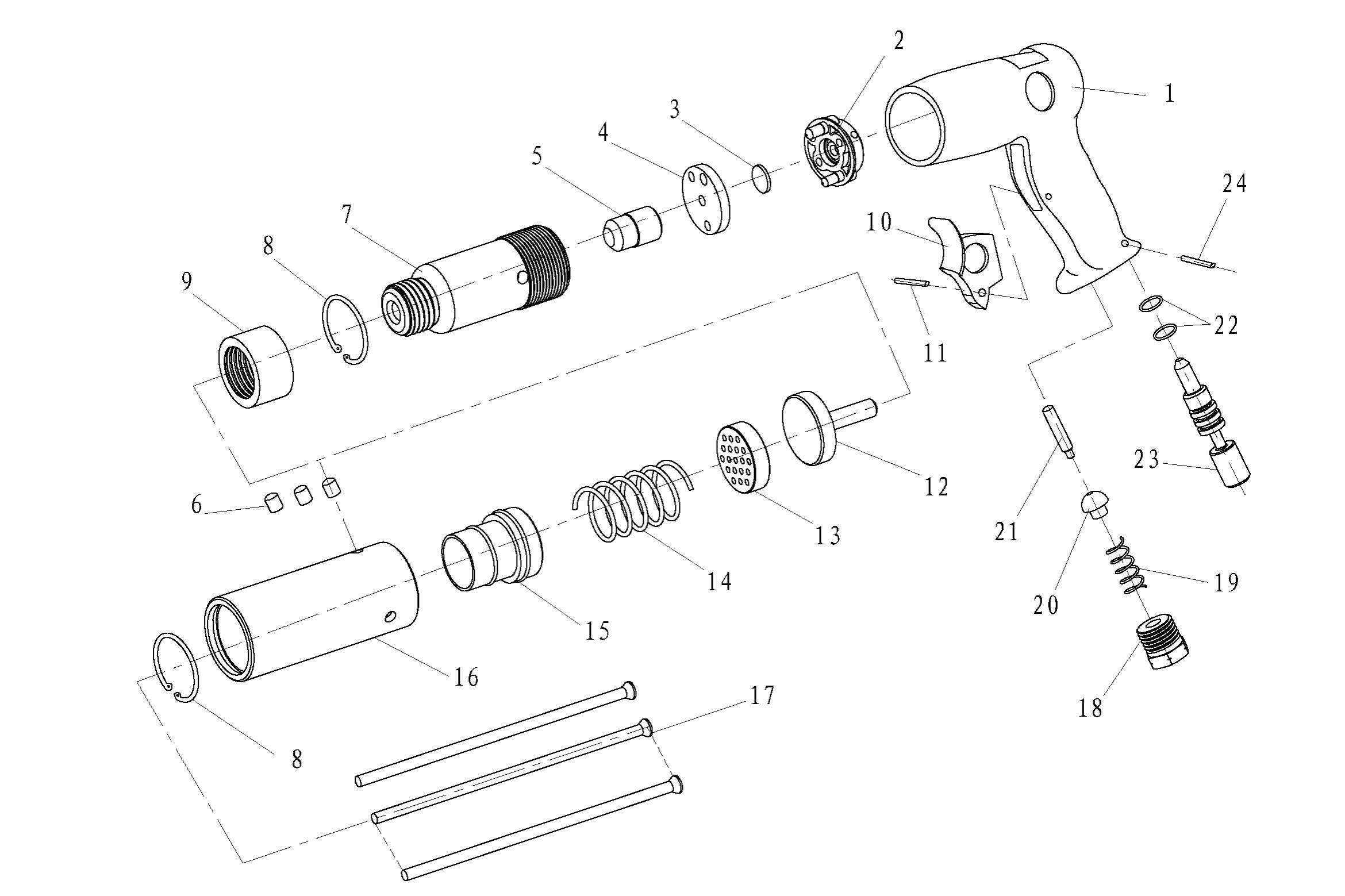 Sip 06781 Pistol Grip Needle Scaler Diagram