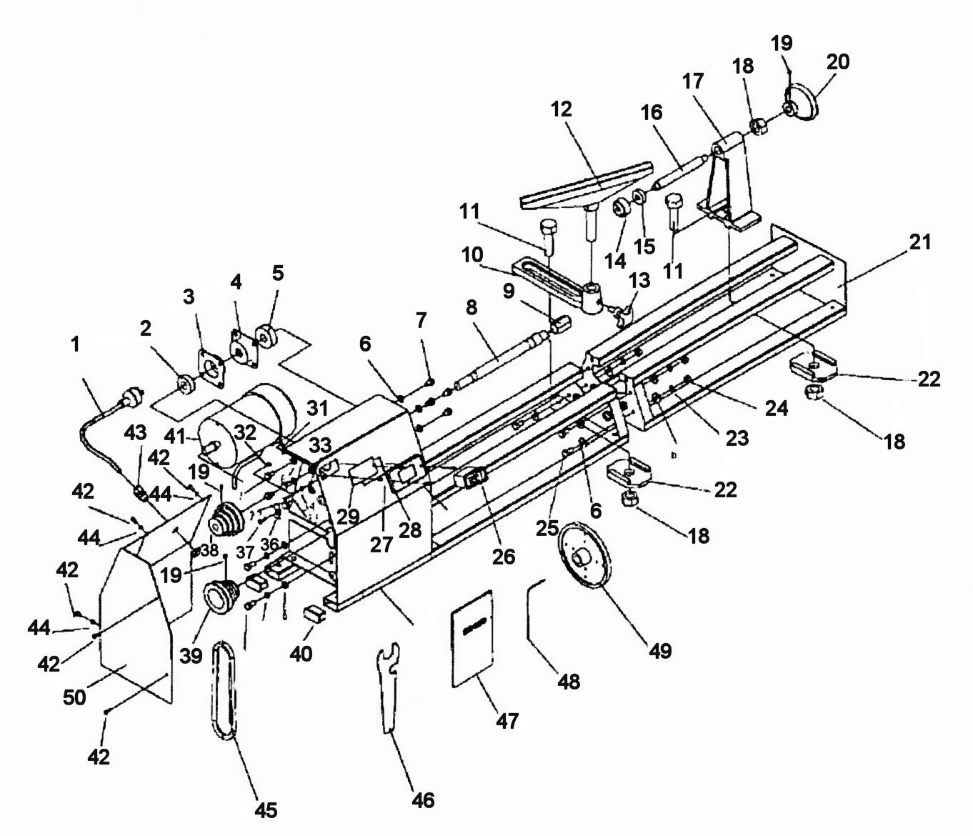 SIP 01488 1m Wood Lathe Diagram