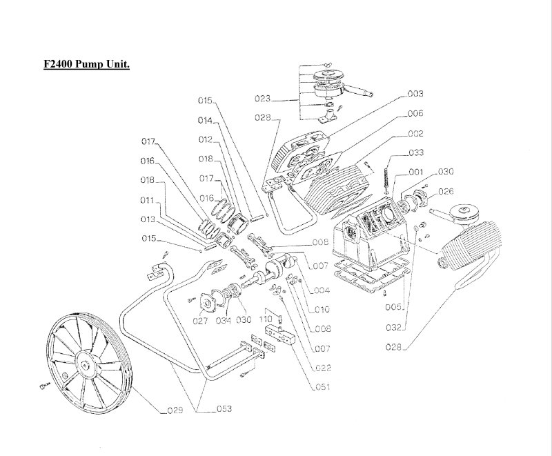 SIP Workshop 2400 Series Compressor V800 Diagram